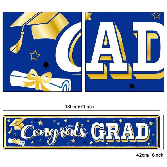 Blue Graduation Banner 2025 Congrats Grad Banner Graduation Party High school - Picture 1 of 5
